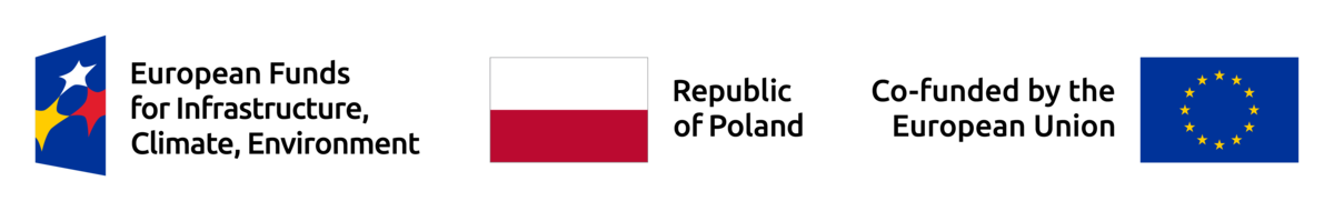 Logotypes: European Funds for Infrastructure, Climate, Environment; Republic of Poland; Co-funded by the European Union